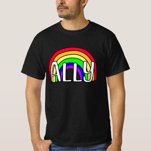 Rainbow LGBTQIA+-bondgenoot | Pride vlag T-shirt (Voorkant)