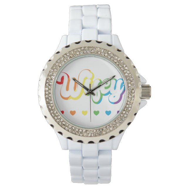 Rainbow LGBTQIA Lesbian Gay Support Horloge (Voorkant)