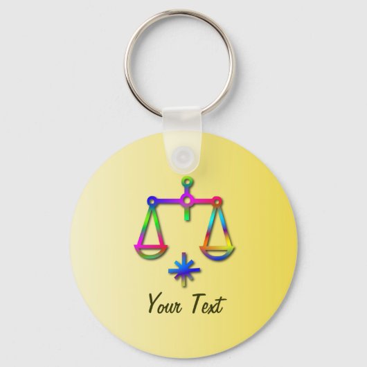 Rainbow Libra Zodiac Star Sign Sleutelhanger (Voorkant)