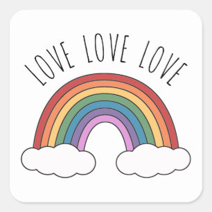 Rainbow Liefde Liefde Vierkante Sticker