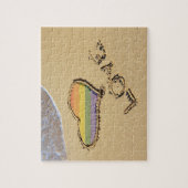 Rainbow-liefdeshart van de homo's in het zand legpuzzel (Verticaal)
