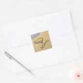 Rainbow-liefdeshart van de homo's in het zand vierkante sticker (Envelop)