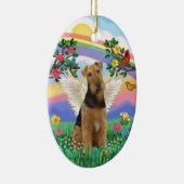 Rainbow Life - Airedale Engel Keramisch Ornament (Rechts)