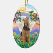 Rainbow Life - Airedale Engel Keramisch Ornament (Links)