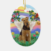 Rainbow Life - Airedale Engel Keramisch Ornament (Achterkant)