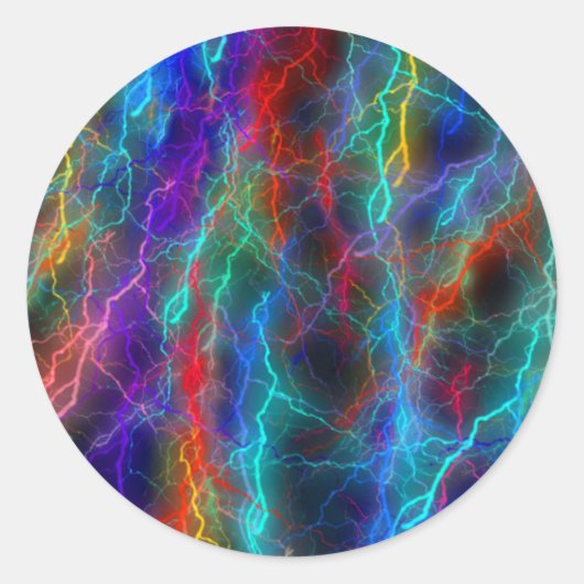 Rainbow Lightning Ronde Sticker (Voorkant)