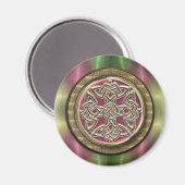Rainbow Lights Gouden Steen Keltische Shield Knot Magneet (Voorkant / Achterkant)