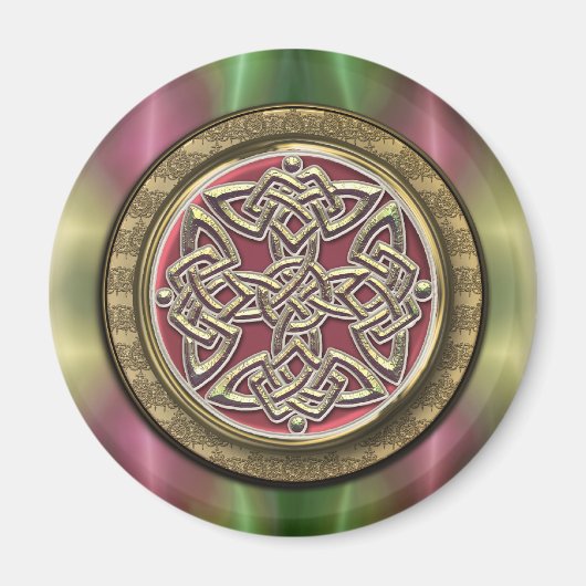 Rainbow Lights Gouden Steen Keltische Shield Knot Magneet (Voorkant)