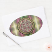 Rainbow Lights Gouden Steen Keltische Shield Knot Ovale Sticker (Envelop)