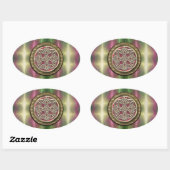 Rainbow Lights Gouden Steen Keltische Shield Knot Ovale Sticker (Vel)