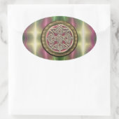Rainbow Lights Gouden Steen Keltische Shield Knot Ovale Sticker (Tas)