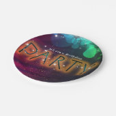 Rainbow Lights Sparkle Dance Club Verjaardagsfeest Papieren Bordje (Gekanteld)