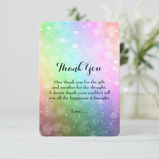 Rainbow Lights Sparkle Sweet 16 Dank je wel kaart (Staand voorkant)