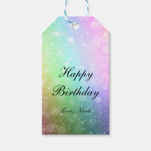 Rainbow Lights Sparkle Tiener Meisje Party Gift La Cadeaulabel (Voorkant)