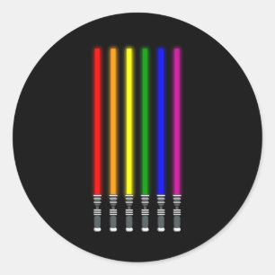 RAINBOW LIGHTSABER LGBT Pride Month LGBTQ Rainbow Ronde Sticker