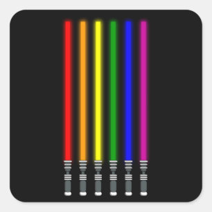 RAINBOW LIGHTSABER LGBT Pride Month LGBTQ Rainbow Vierkante Sticker