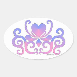 Rainbow Lily en Heart Ovale Sticker