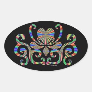 Rainbow Lily en Heart Ovale Sticker