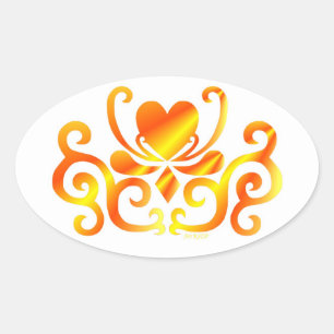 Rainbow Lily en Heart Ovale Sticker