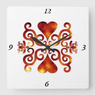 Rainbow Lily en Heart Vierkante Klok