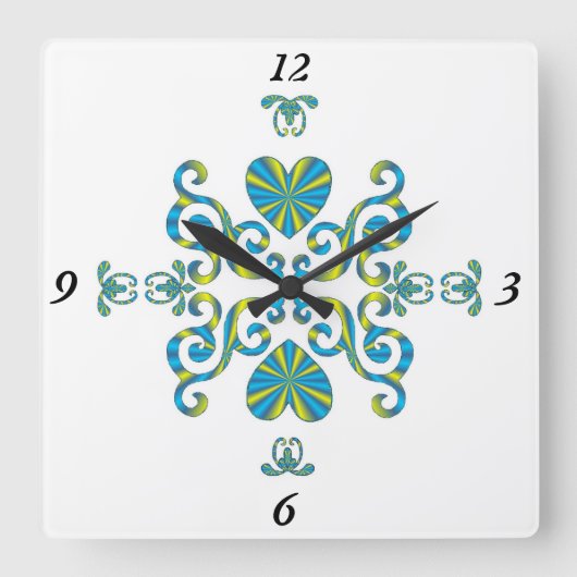 Rainbow Lily en Heart Vierkante Klok (Voorkant)