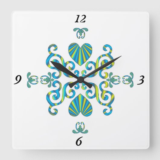 Rainbow Lily en Heart Vierkante Klok (Voorkant)