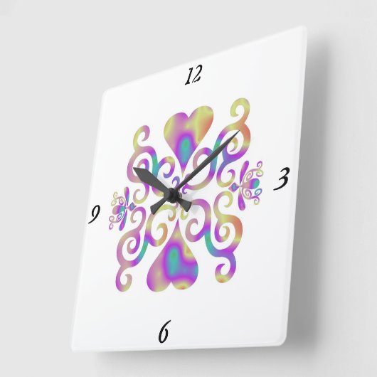 Rainbow Lily en Heart Vierkante Klok (Hoek)