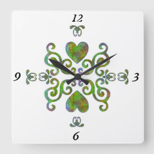 Rainbow Lily en Heart Vierkante Klok