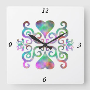 Rainbow Lily en Heart Vierkante Klok