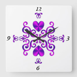 Rainbow Lily en Heart Vierkante Klok