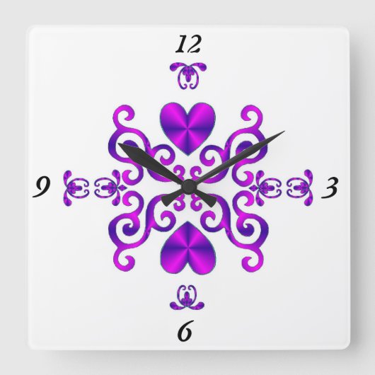 Rainbow Lily en Heart Vierkante Klok (Voorkant)