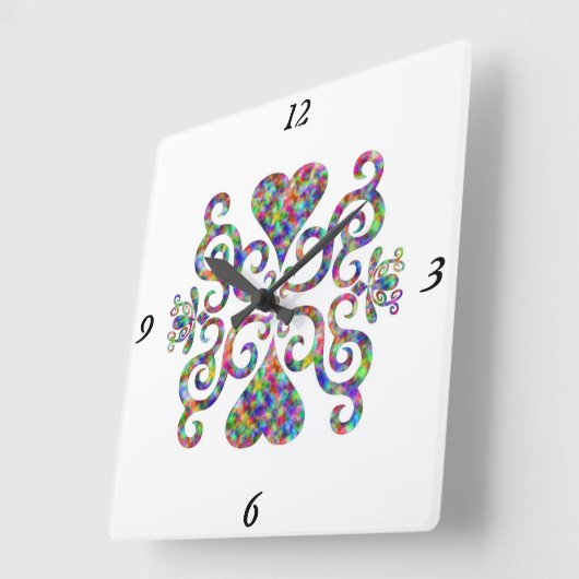 Rainbow Lily en Heart Vierkante Klok (Hoek)