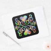 Rainbow Lily en Heart Vierkante Sticker (Envelop)