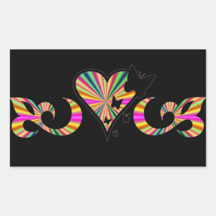 Rainbow Lily Heart en Butterfly Rechthoekige Sticker