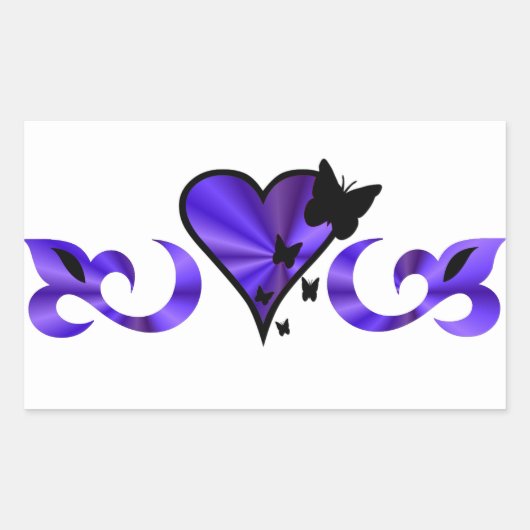 Rainbow Lily Heart en Butterfly Rechthoekige Sticker (Voorkant)