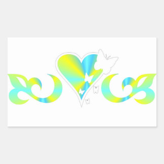 Rainbow Lily Heart en Butterfly Rechthoekige Sticker