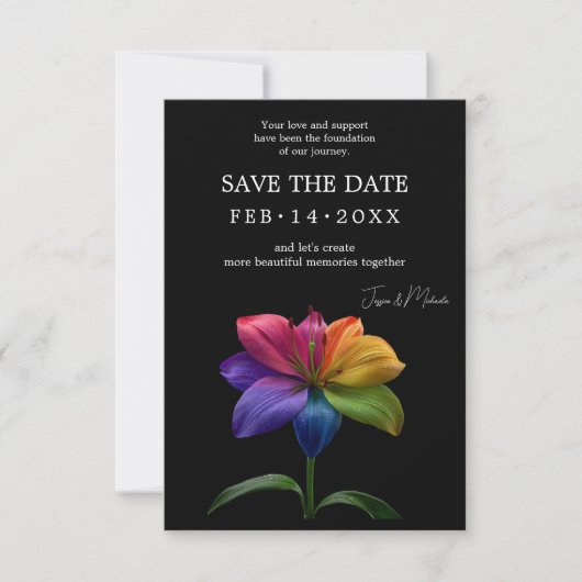 🌈 Rainbow Lily Save the Date — QR Update (Voorkant)