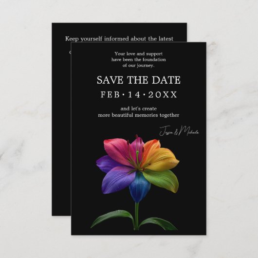 🌈 Rainbow Lily Save the Date — QR Update (Voorkant / Achterkant)