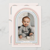 Rainbow Line Arch Birth Announcement Kaart (Voorkant / Achterkant)