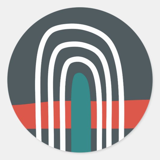 Rainbow line art, abstract boho design ronde sticker (Voorkant)