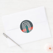 Rainbow line art, abstract boho design ronde sticker (Envelop)