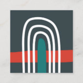 Rainbow line art, abstract boho design vierkante visitekaartje (Voorkant)