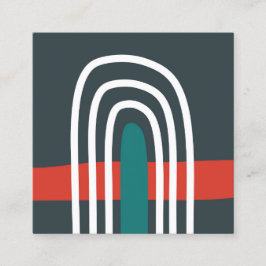 Rainbow line art, abstract boho design vierkante visitekaartje