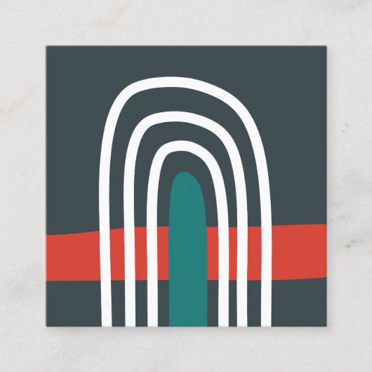 Rainbow line art, abstract boho design vierkante visitekaartje (Voorkant)