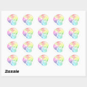 Rainbow Lines Sugar Skull in Love Ronde Sticker (Vel)