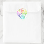 Rainbow Lines Sugar Skull in Love Ronde Sticker (Tas)