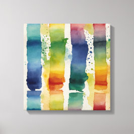 Rainbow Lines Waterverf kunst aan de muur Canvas Afdruk