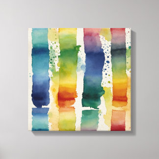Rainbow Lines Waterverf kunst aan de muur Canvas Afdruk