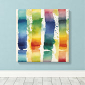 Rainbow Lines Waterverf kunst aan de muur Canvas Afdruk (Insitu (Houten vloer))