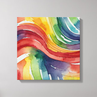Rainbow Lines Waterverf kunst aan de muur Canvas Afdruk